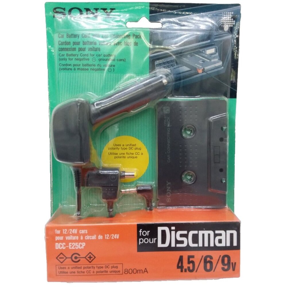 Sony Car Battery Cord with Car Connecting Pack for Discman DCC-E25CP 1993 Sealed